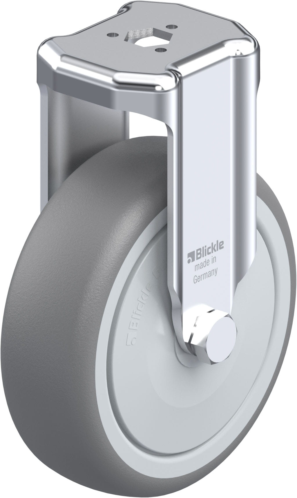 Roulette fixe caoutchouc thermoplastique avec trou central