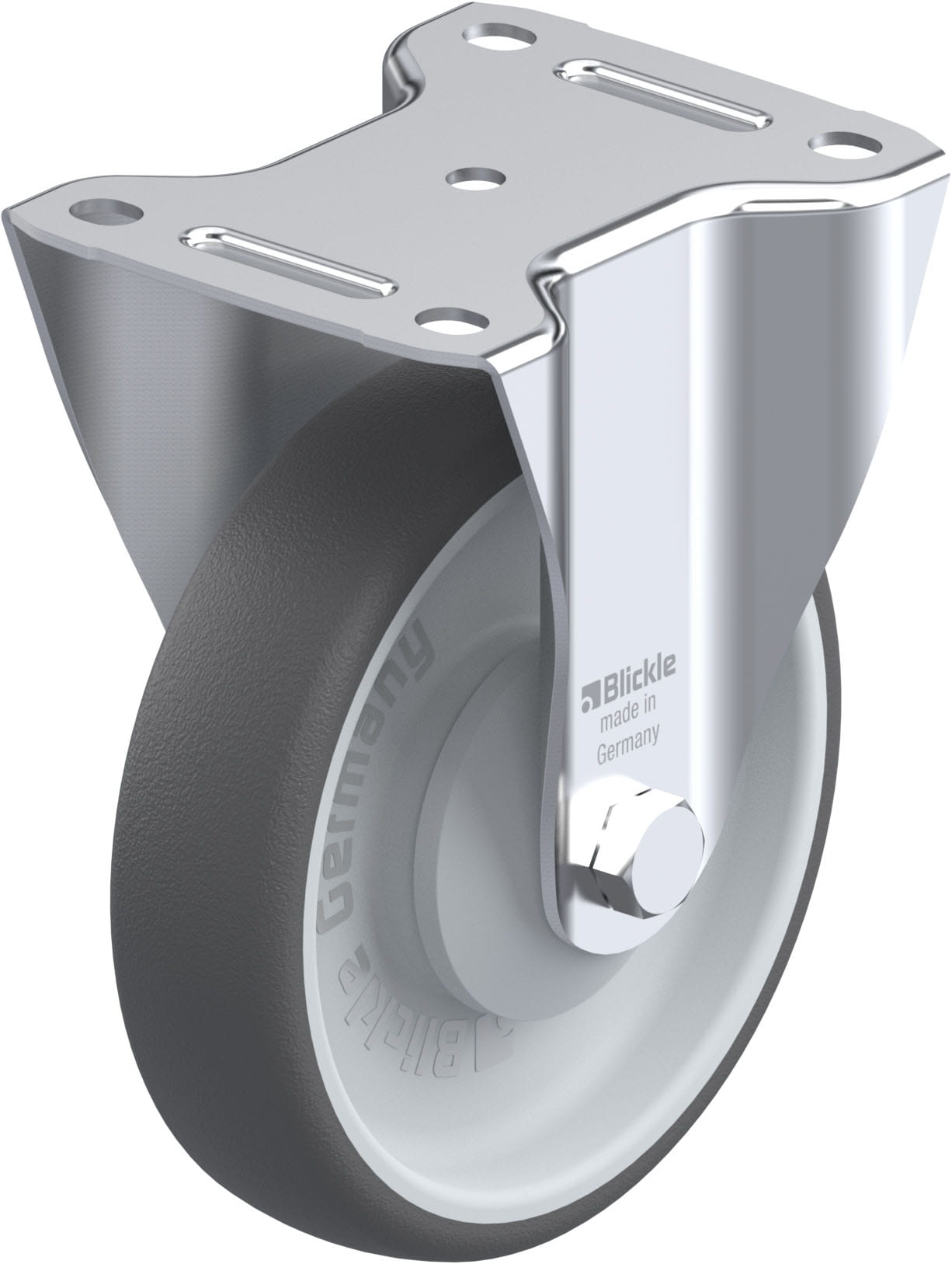 Roulette fixe polyuréthane thermoplastique avec platine à visser