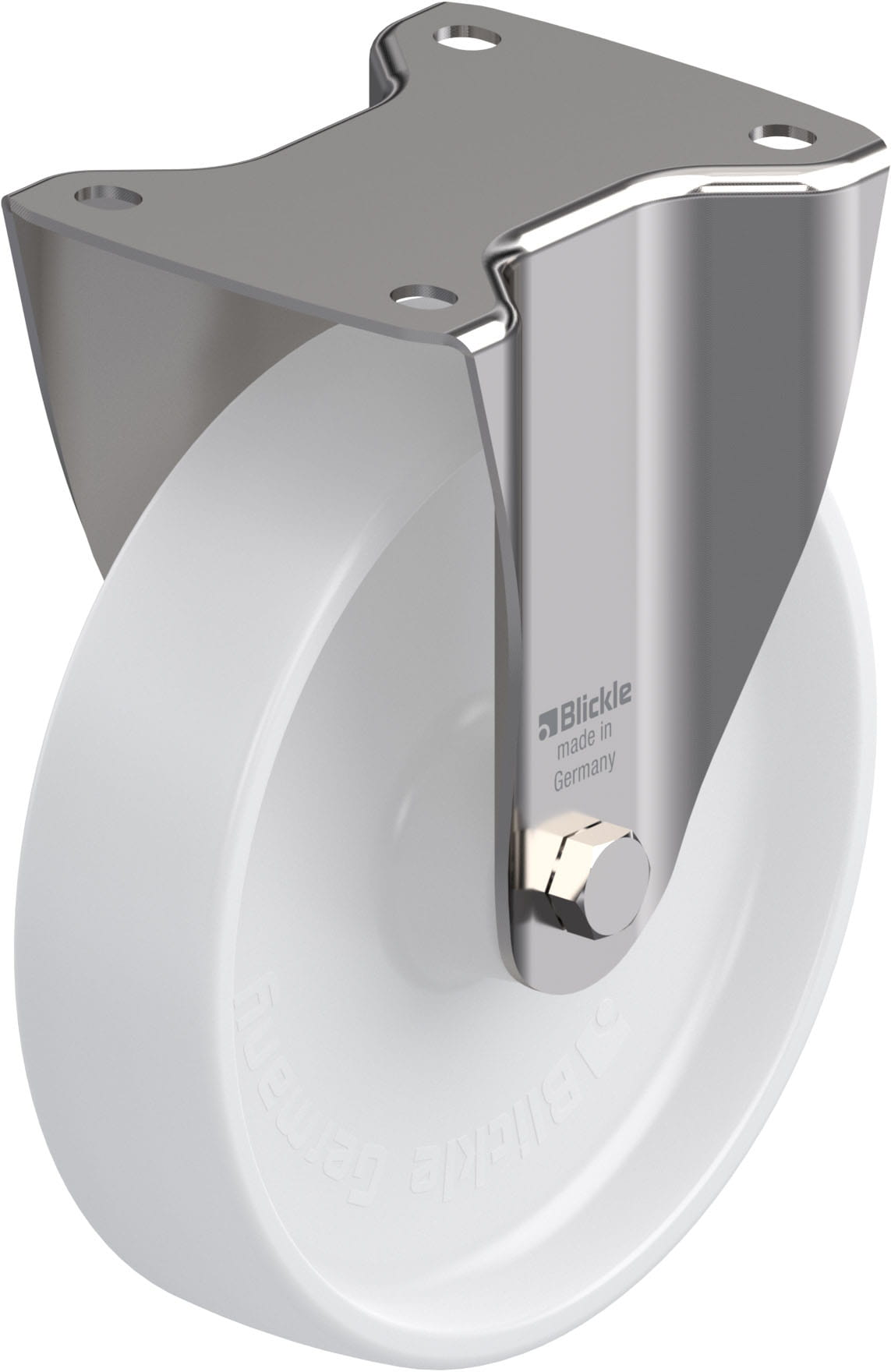 Roulette fixe inox polyamide avec platine à visser
